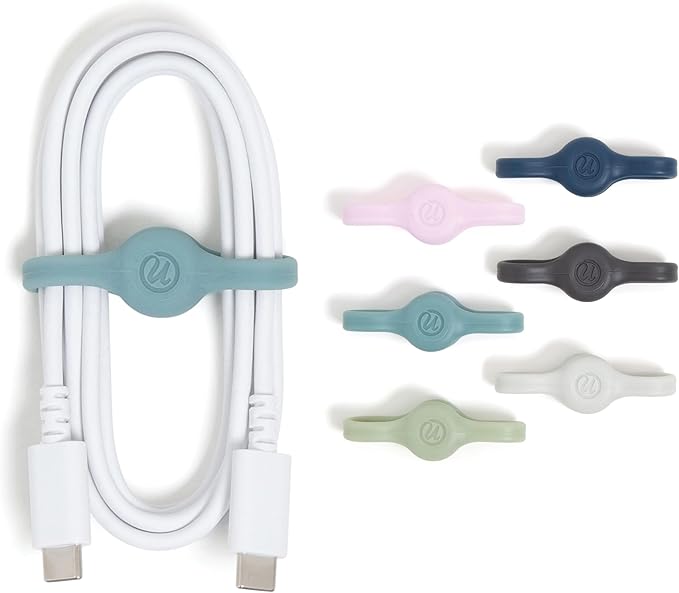 U Brands Magnetic Silicone Cord Organizer Cable Clips, Set of 6 Cable Ties, Cable Management, Office Desk Accessories, Office Supplies, Assorted Colors