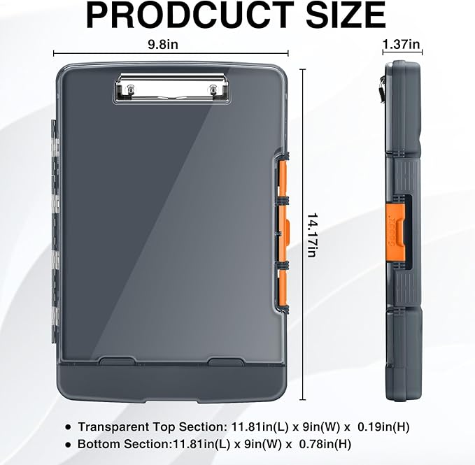 Sooez Original Clipboard with 2 Storage & Pen Holder, Heavy Duty Clip Boards 8.5x11 with Dual Storage, Clearview Dry Erase Coach Clipboard with Real Hinge, High Capacity, School & Office Supplies