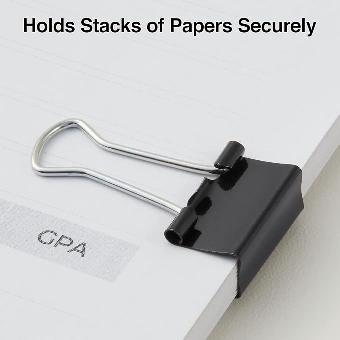STAPLES Small Binder Clips - Black, 0.38" Capacity, Pack of 144 for Office, Paper & Document Organization