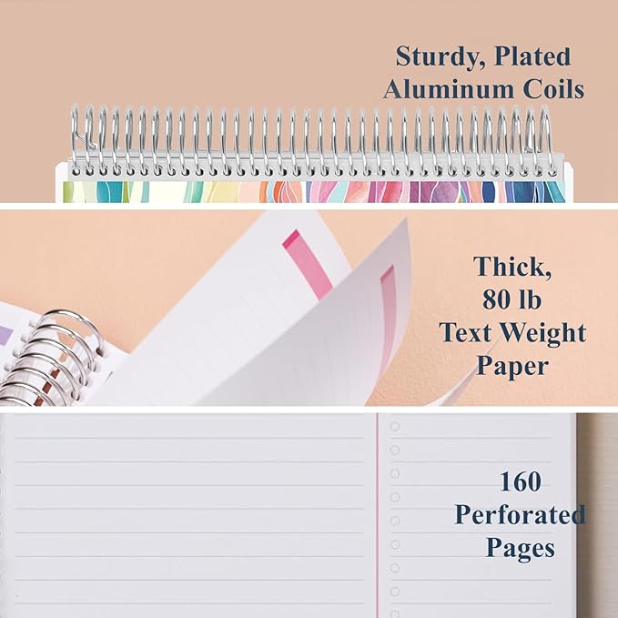 Erin Condren 7" X 9" Spiral Bound Productivity Notebook, Multicolor Layers, Functional 160 Lined Page and 80Lb Thick Paper Spiral Notebook, Stickers Included
