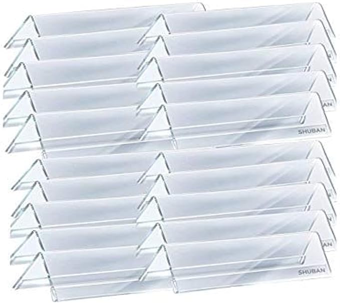 Acrylic 2-Sided Display Option V-Shaped Desk Name Plate for Name Plate Display for Business Conference, Reusable Table Place-Cards Holders for Wedding Restaurant and School (10 Inch x 2 Inch-20 Pack)