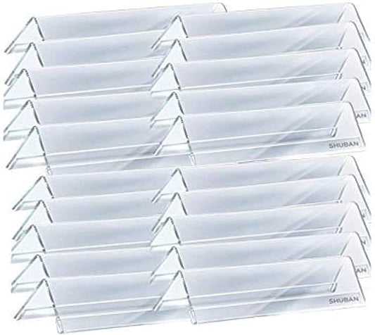 Acrylic 2-Sided Display Option V-Shaped Desk Name Plate for Name Plate Display for Business Conference, Reusable Table Place-Cards Holders for Wedding Restaurant and School (10 Inch x 2 Inch-20 Pack)