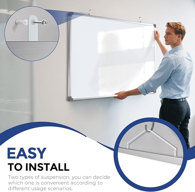 MaxGear Dry Erase Board for Wall, 36" x 24" Magnetic White Board, Double-Sided Large Whiteboard, Hanging for Planning Drawing Memo Teaching, School Home Office, Silver Aluminum Frame