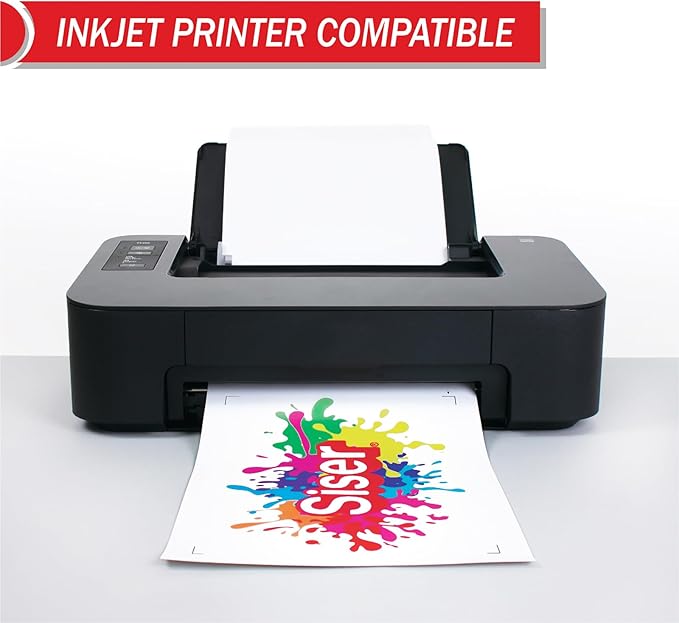 SISER EasyColor DTV 8.4'' x 11'' Sheets - Inkjet Printer Compatible Heat Transfer Vinyl (15 Sheets)