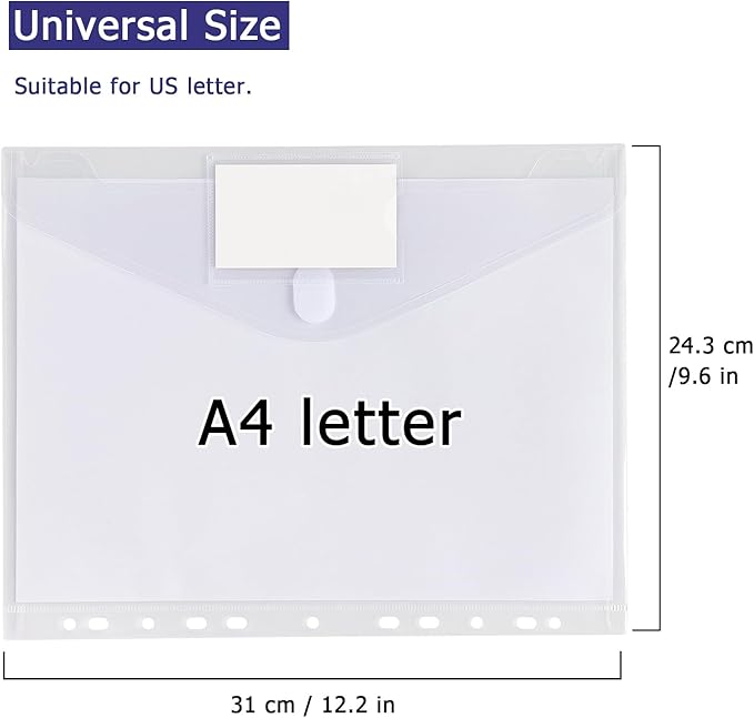 Tamaki 6 Pack Binder Pocket Organizer Binder Folders for 11 Ring, Letter Size, Poly Binder Pockets with Closure for School Supplies, Clear