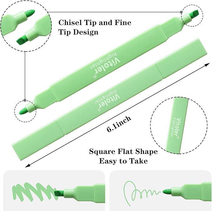 Vitoler Bible Highlighters,8 Pack Pastel Colors Highlighters Set for Book,Double Sided Highlighter for Journaling Supplies and School Accessories