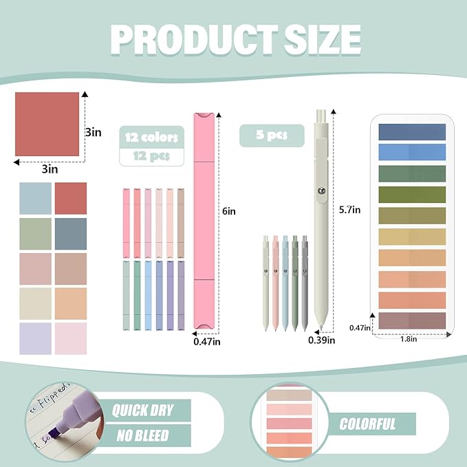 Jutom 38 Pcs Bible Journaling Study Kit for Women, Book Annotation Supplies with Highlighters Pens, Tabs, Sticky Notes, Markers for Christian Office Bible Study Supplies(Retro Color,Square)