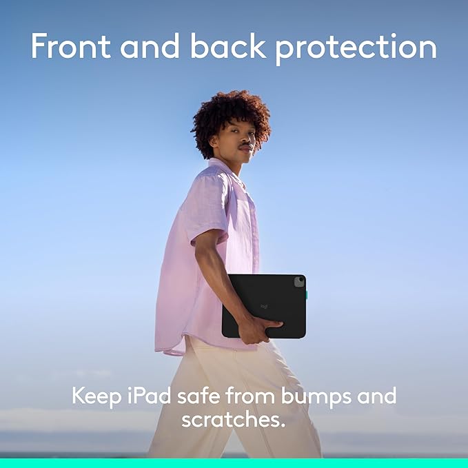Logitech Flip Folio, Keyboard Case for iPad Pro 13-inch (M4 & M5) & iPad Air 13-inch (M2, M3 & M4) (2024, 2025 & 2026) - Protective & Stowable Bluetooth Keyboard Case, Multi-Device - Midnight Black