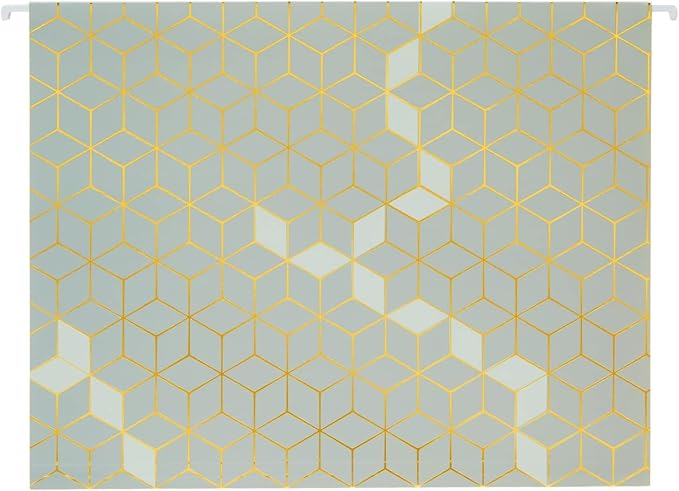 Paper Junkie Geometric Hanging File Folders - Letter Size (11.75 in x 9 in), 12 Pack, Mint, Dusty Pink & Dark Blue - Gold Foil Decorative Folders & Organizer for Office Organization