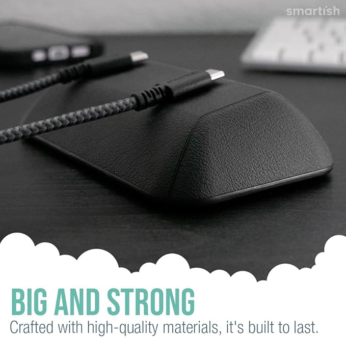 Smartish® Magnetic Cord Holder - Bigger Cable Wrangler Organizer with Magnet Clips for Charger Management on Desktop, Nightstand - Holds 6+ Cables - Black Tie Affair