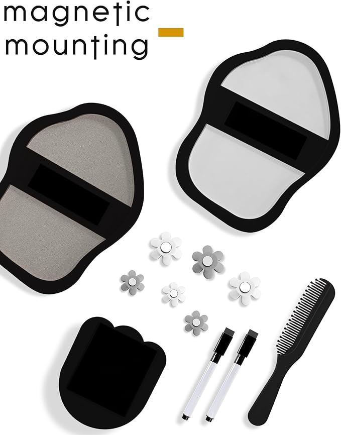 KEYDUACU 12 pcs Girls Locker Accessories, Locker Decorations Including Mirrors, whiteboards, Magnets and organizing Supplies. Ideal for Back-to-School Essentials and The Office (12 pcs-Black)