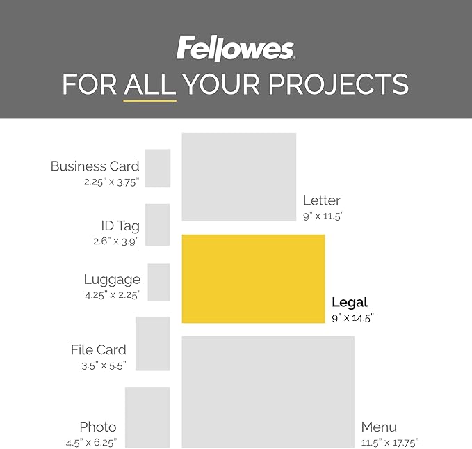 Fellowes Glossy Pouches - Legal, 5 mil, 100 pack
