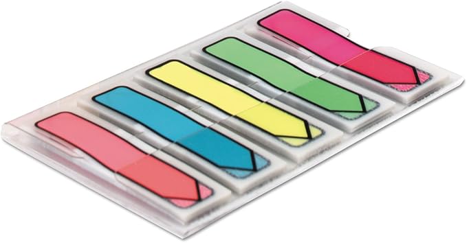 Post-it Arrow Flags, Assorted Bright Colors, .47 in Wide, 100/On-the-Go Dispenser, 1 Dispenser/Pack (684-ARR2)