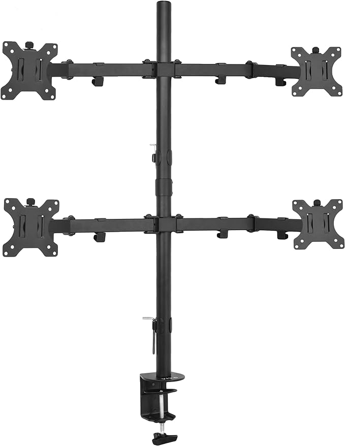 VIVO Quad 13 to 30 inch LCD Monitor Desk Mount, Fully Adjustable Stand with Tilt and Swivel, Holds 4 Screens with Max VESA 100x100, STAND-V004