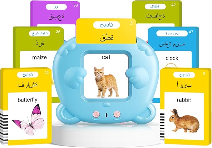 Arabic & English Talking Flash Cards for Toddlers, Bilingual Flash Cards Learning Montessori Toys with 510 Sight Words, Speech Therapy Toys, Children's Sensory Preschool Learning Educational Gifts