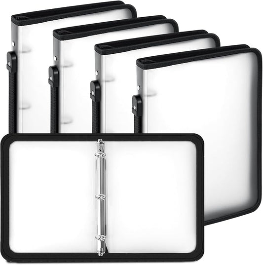 Teling 4 Pcs 1 Inch Clear Zipper Binder with 3 Ring Zipper Binder, Refillable Plastic Clear File Organizer Planner for Projects, Assignments, Memos, School Work, 11.3 x 9.6 Inch