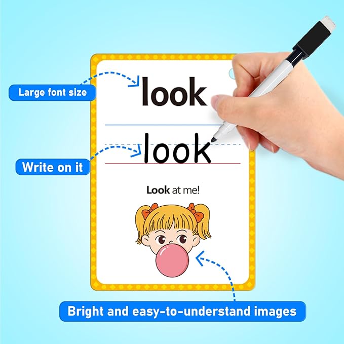 Sight Word Flash Cards Kindergarten, Sight Word Phonics Spelling Games, Preschool First Words Flashcards for Toddlers 3-5 Years, Learning to Read, Site Words Phonics Flash Cards Kindergarten