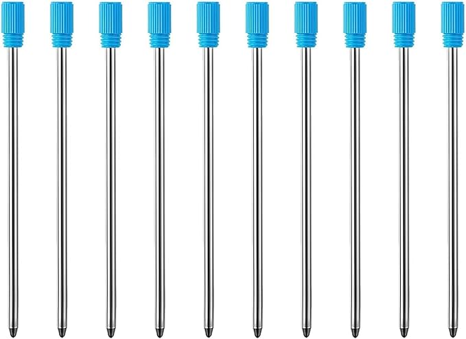 MengRan Mini D1 Ballpoint Ink Pen Refills for Twist Pens, Compatible with Swarovski Pen Refills (Blue Ink,Pack of 10)