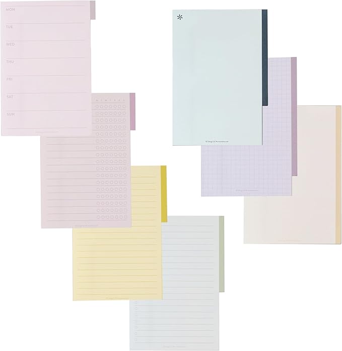Erin Condren Earth Tones Functional Tabbed Sticky Notes Booklet, 7 Section Productivity Sticky Notes Set with 140 Total Sheets for Planning, Organization, and Note-Taking