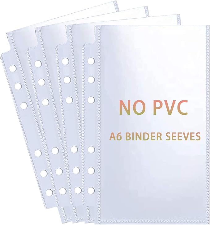 40 Pack 80 Pockets Budget Sheet Protector Sleeves for A6 6 Ring Binder, Ultra-Clear Cash Binder Sleeves, Double-Sided, Top Loading Sheet Protector for Budget Sheet, Currency Collection,3.5x5 Photos