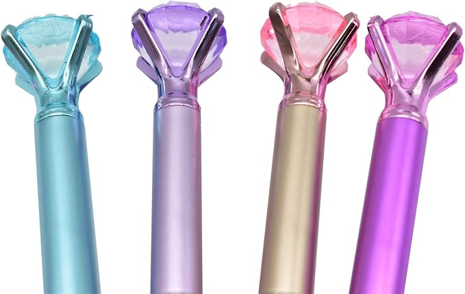 Maydahui 12 PCS Big Diamond Retractable Ballpoint Pen with 12 PCS Pen Refills Gem Pens Rhinestones Crystal Bling Plated Metal Color Black Gel Ink Ballpen for Women Students Girls