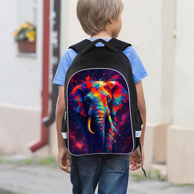 Kids Backpack for Boys Girls Preschool Kindergarten Backpacks Lightweight Elementary Middle School Bookbag with Lunch Box Set (Elephant)