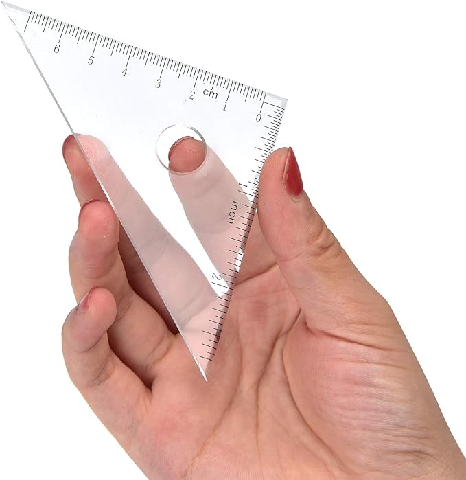 Coopay 4 Pieces Math Geometry Tool Set Includes Plastic Clear Ruler, Protractor, Triangle for School Office Home Supplies (6 inch)