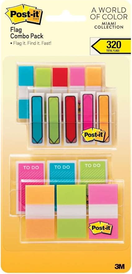 Post-it Flags Combo Pack, .47 Wide and .94