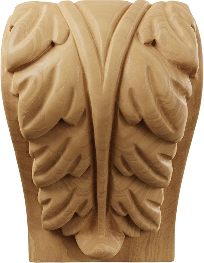 Ekena Millwork CORW03X03X05BACH Medium Acanthus Leaf Block Wood Corbels, 3 1/4"W x 2 3/4"D x 5"H, Cherry