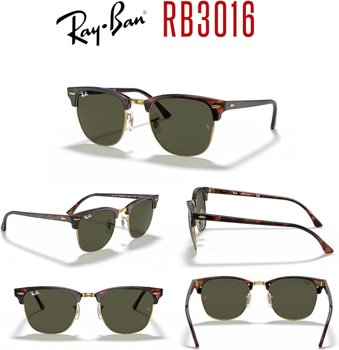 Ray-Ban RB3016 CLUBMASTER Sunglasses For Men For Women +BUNDLE with ACCESSORY EYEWEAR KIT