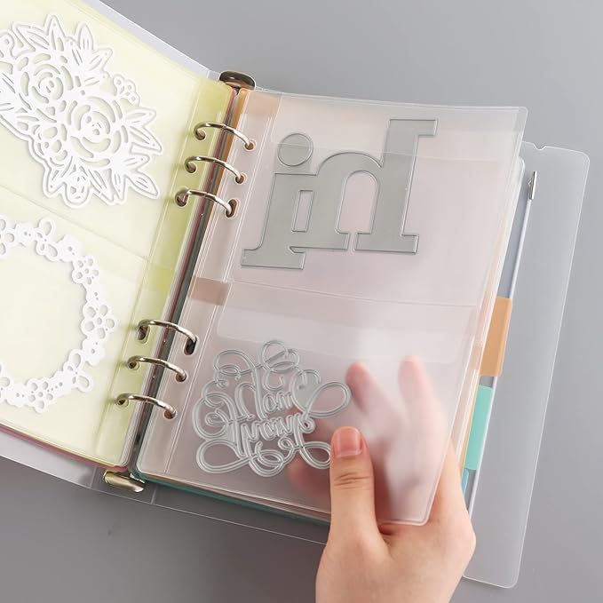 2PCS A5 6 Ring Binder Cover Clean Transparent Soft PVC for Refillable Notebook Shell withMatte surfaceforStamp & Die Storage