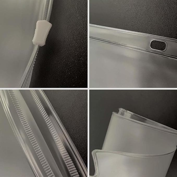 YoeeJob 3 Holes Clear PVC Zipper Binder Pocket Insert Pages Letter Size, 8 1/2" x 11 Loose Leaf Binder Filing Storage Bags 50 Per Pack