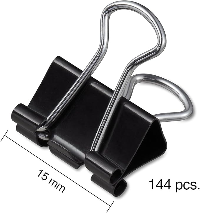 Staples Binder Paper Clips, 1/4 Inch Capacity, Mini, 144-Pack, Black