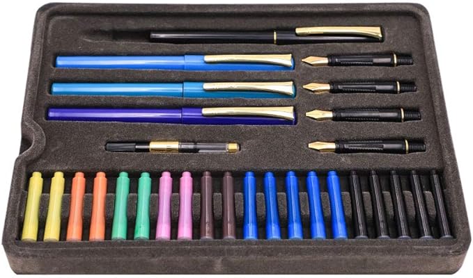 Mont Marte Calligraphy Set, 32 Piece. Includes Calligraphy Pens, Calligraphy Nibs, Ink Cartridges, Introduction Booklet and Exercise Booklet, Packaging May Vary