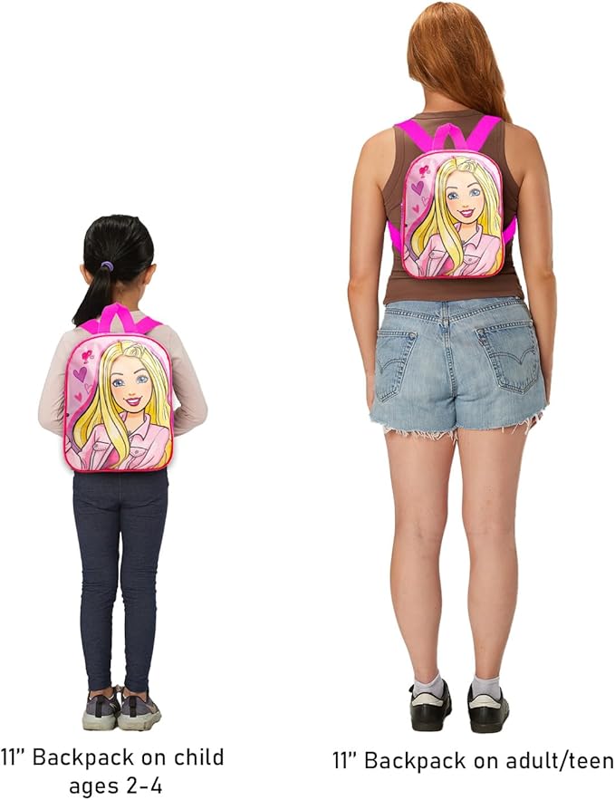 Barbie Mini Backpack with Lunch Box for Girls - Bundle with 11" School Bag, Lunch Bag Plus Tattoos, Water Bottle, and More | Barbie Girls Backpack Elementary School