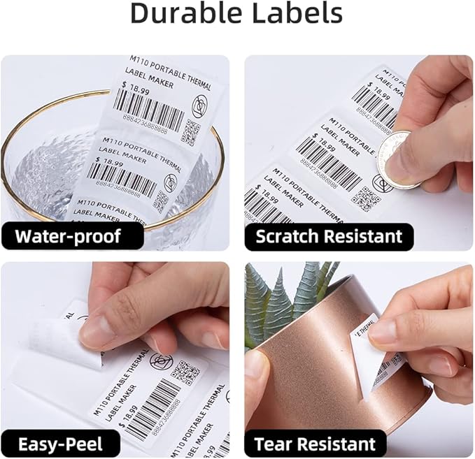 M110 Label Printer Paper, White Self-Adhesive Thermal Paper, Phomemo Label Compatible with M110 M120 M200 M220 M221 M150 M250 M260 M108 M100 Label Printer, 1.96"x1.18" (50x30mm), 230 Labels/Roll