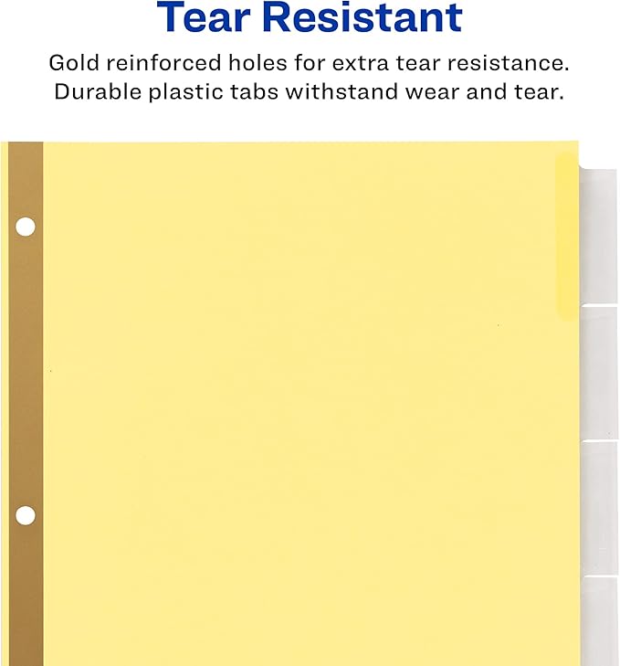 Avery 5 Tab Binder Dividers, Insertable Clear Big Tabs, 1 Set Pack, 10 Packs, 10 Sets Total (11110)