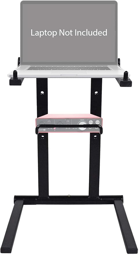 Rockville RLS2400 Foldable DJ Laptop Stand, Aluminum, Lightweight, Portable, Collapsible, Free Carrying Bag, Space-Saving, Perfect for DJs and Musicians