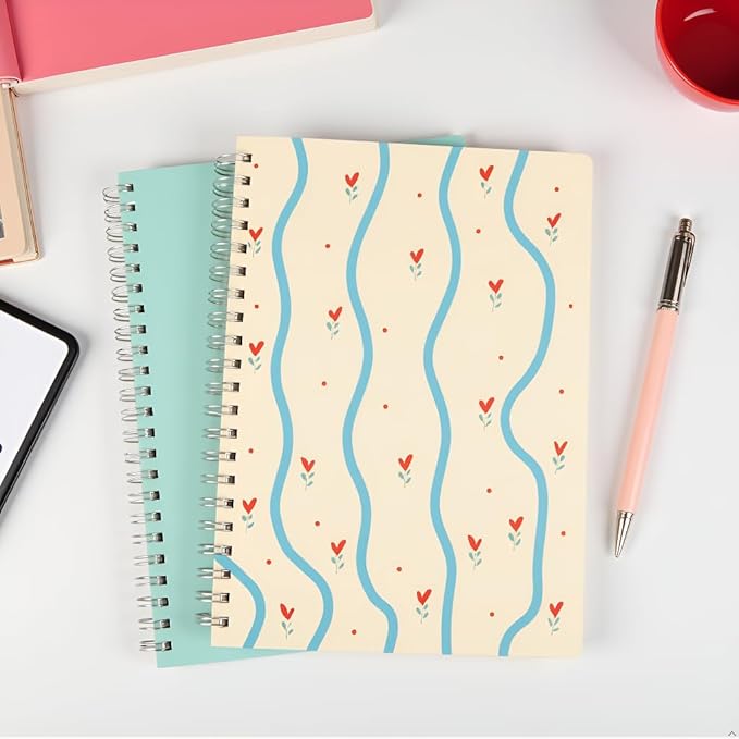 Pearhead Floral Hardcover Spiral Notebook, 8x10 College-Ruled Journal with Perforated Pages, 200 Lined Pages for Note Taking, Journaling & Planning