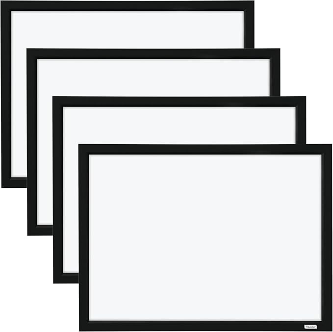 Quartet Whiteboard, Dry Erase Board, Magnetic, 17" x 23", White Board, Black Frame, Includes Dry Erase Markers and Magnets, 4 Pack (MWDW1723M-BK)