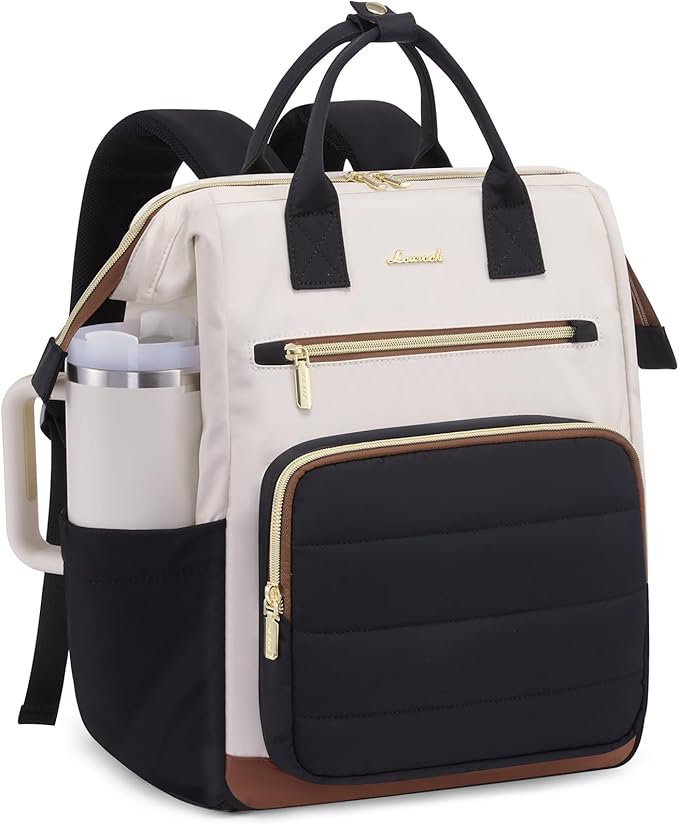 LOVEVOOK Puffer Laptop Backpack for Women, 15.6 Inch Work Backpack purse for Nurse Teacher, College Back to School Bookbag for Teen Girls, Personal Item Travel Bag Computer Daypack for Daily Commute