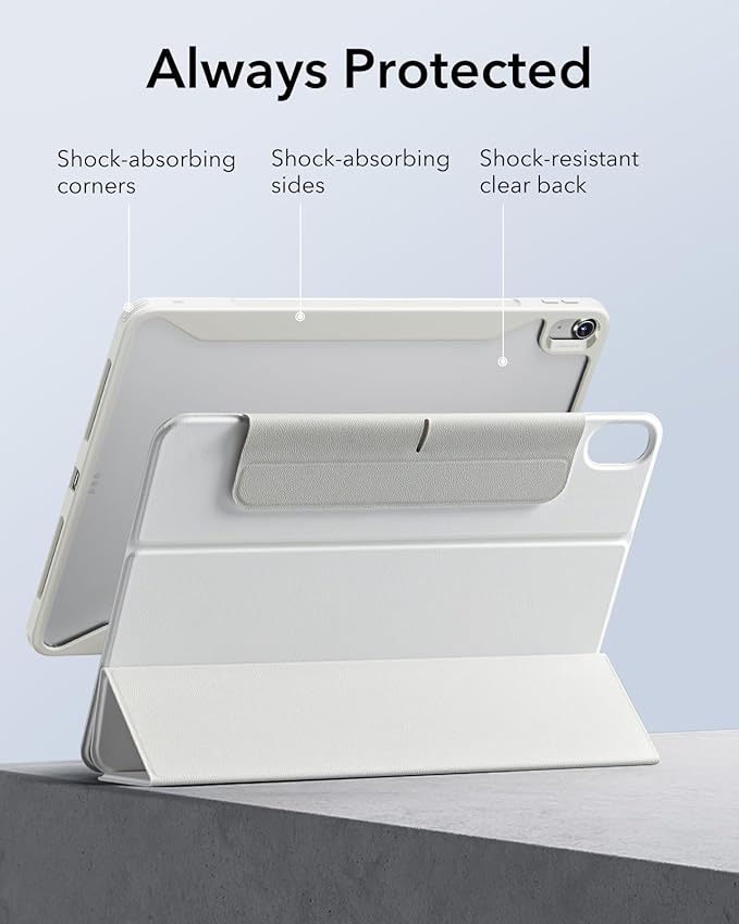 ESR for iPad Air 13 Inch Case M4/M3/M2 (2026/2025/2024) with Pencil Holder, Removable Magnetic Cover, Vertical Stand, Fully Supports Pencil Pro and Pencil(USB-C), Rebound 360 Series, White
