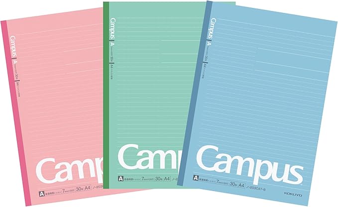 KOKUYO Campus Notebook, A4 Size, Dot Ruled, A-Ruled, 30 Sheets, Pack of 3