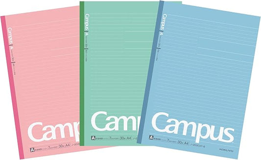 KOKUYO Campus Notebook, A4 Size, Dot Ruled, A-Ruled, 30 Sheets, Pack of 3
