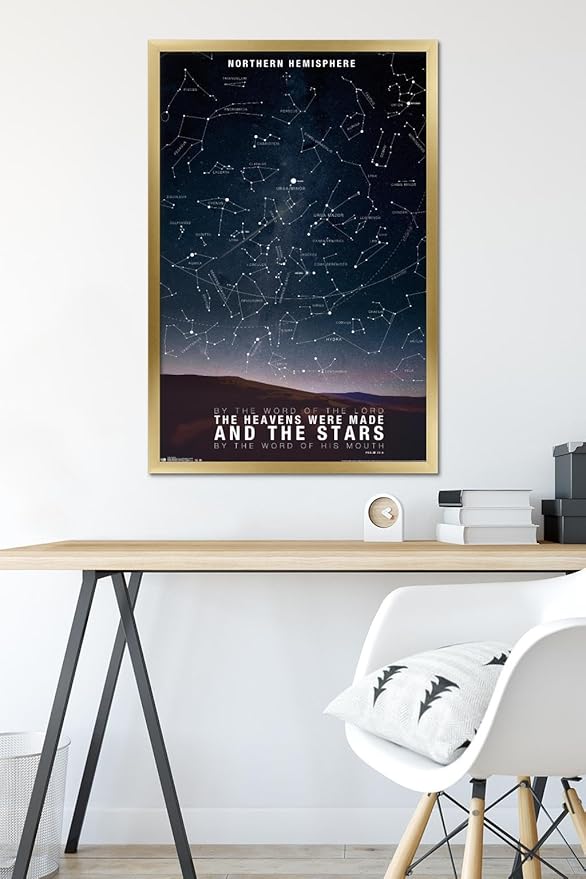 The Stars Wall Poster, 34L" x 22.4W", Gold Framed Version