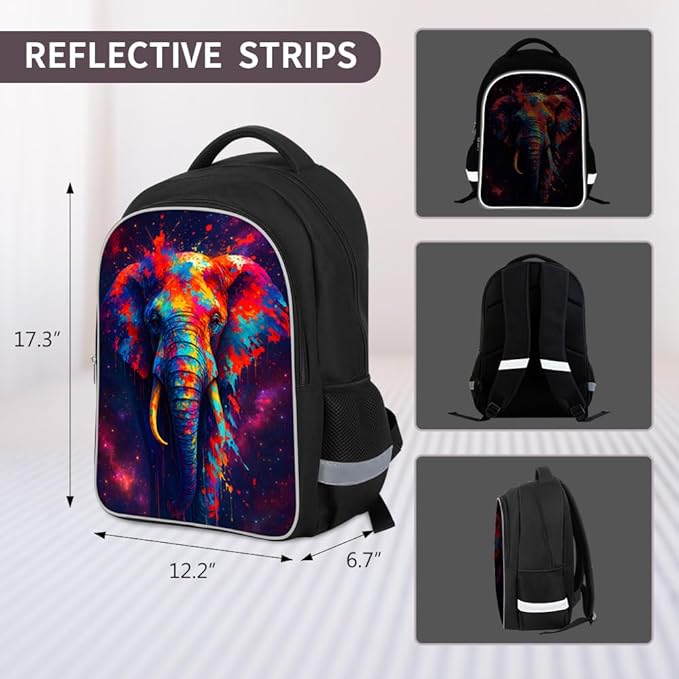 Kids Backpack for Boys Girls Preschool Kindergarten Backpacks Lightweight Elementary Middle School Bookbag with Lunch Box Set (Elephant)