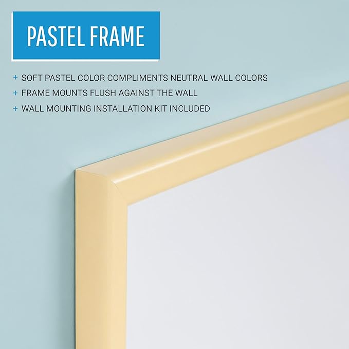 MasterVision Pastel Magnetic Dry Erase White Board, 16" x 12", Yellow Frame, Decorative Whiteboard for Kitchen, Dorm, or Classroom, Wall Décor for Home Office