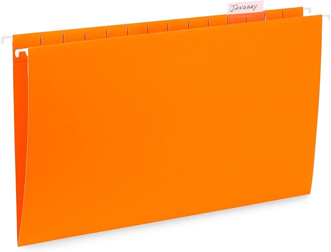 50 Legal Hanging File Folders, 50 Reinforced Hang Folders, Designed for Home and Office Color Coded File Organization, Legal Size, Assorted Colors, 50 Pack