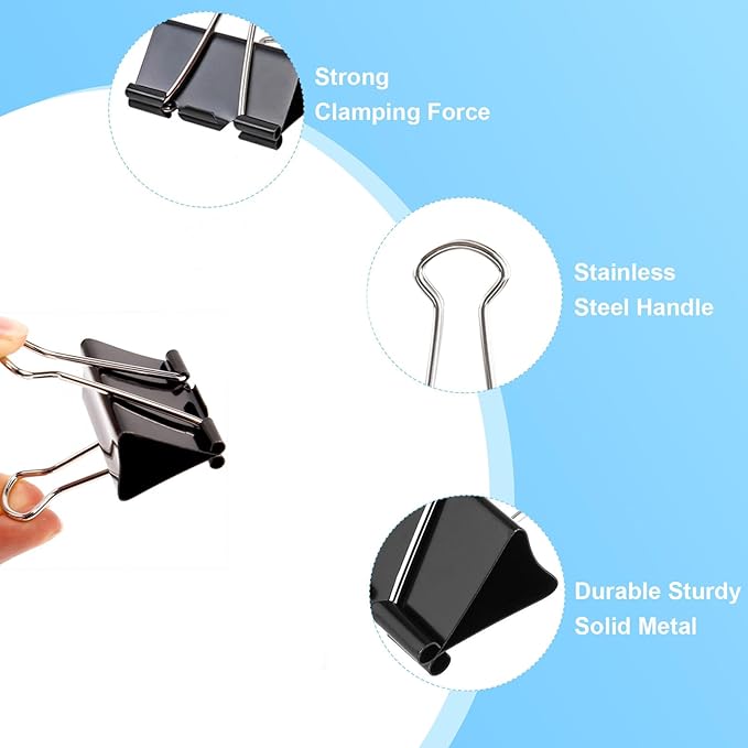 260Pcs Mini Binder Clips Black, 0.59 in/15mm Small Binder Paper Clips Office Clips Office Supplies Desk, Micro Size Cute Binder Clips, Small Paper Clamps for Home School Business (Black)