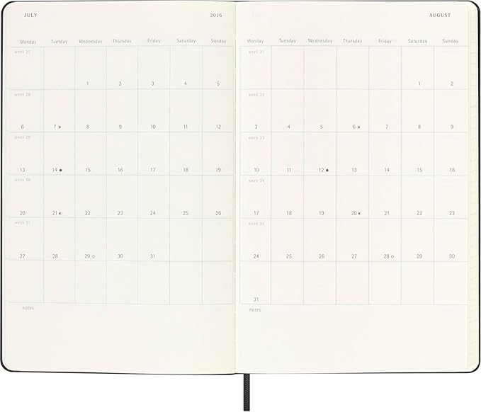 Moleskine Classic 18 Month 2025-2026 Weekly Horizontal Planner, Hard Cover, Large (5" x 8.25"), Black, 208 pages